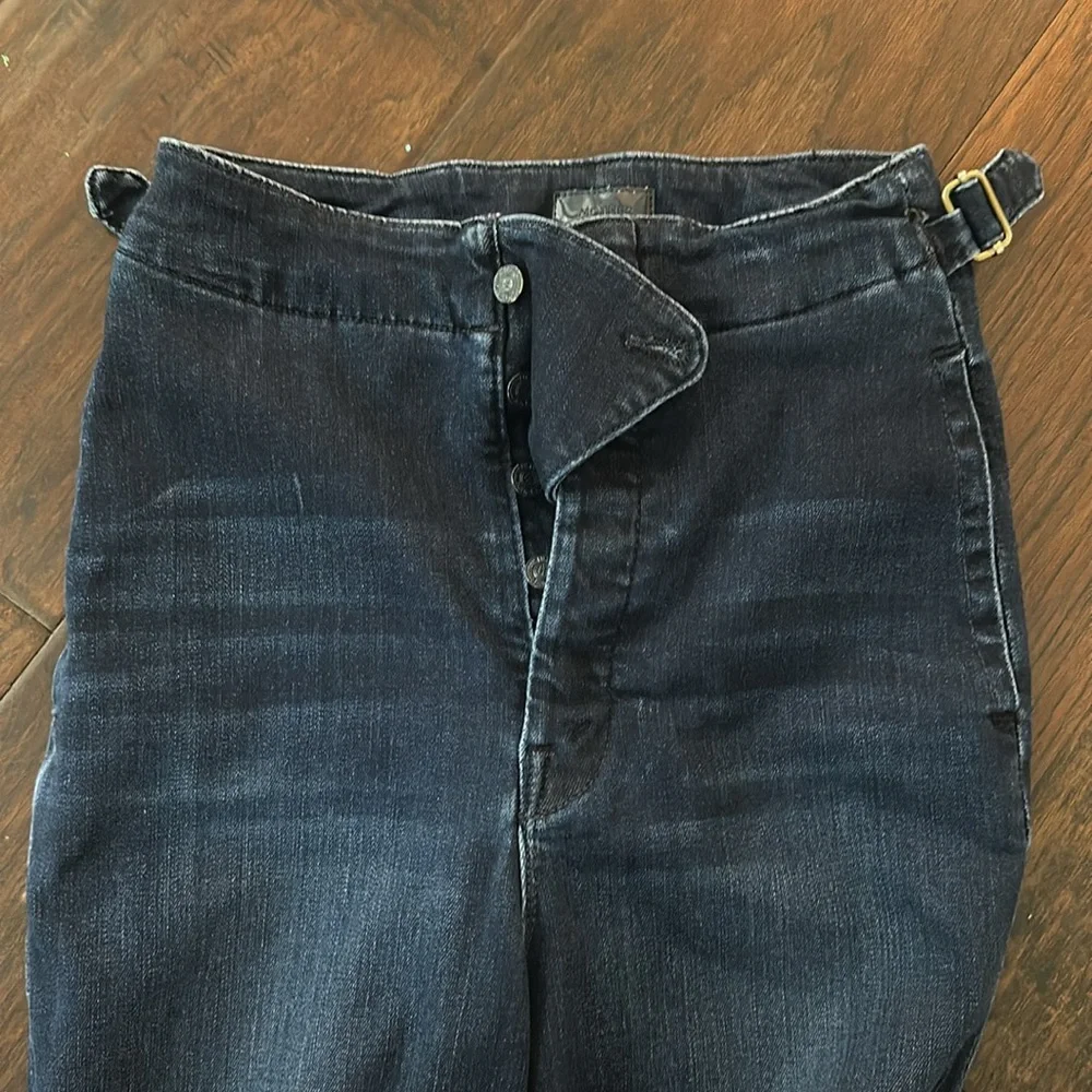 Mother Cinch Roller Sneak Size 24 Anthropologie Wide Leg Jeans Dark Wash - Picture 5 of 9